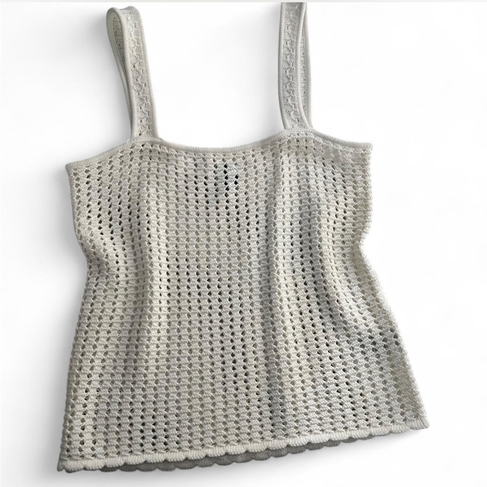 Women's Crochet Tank Top - Cream Open-Knit Camisole